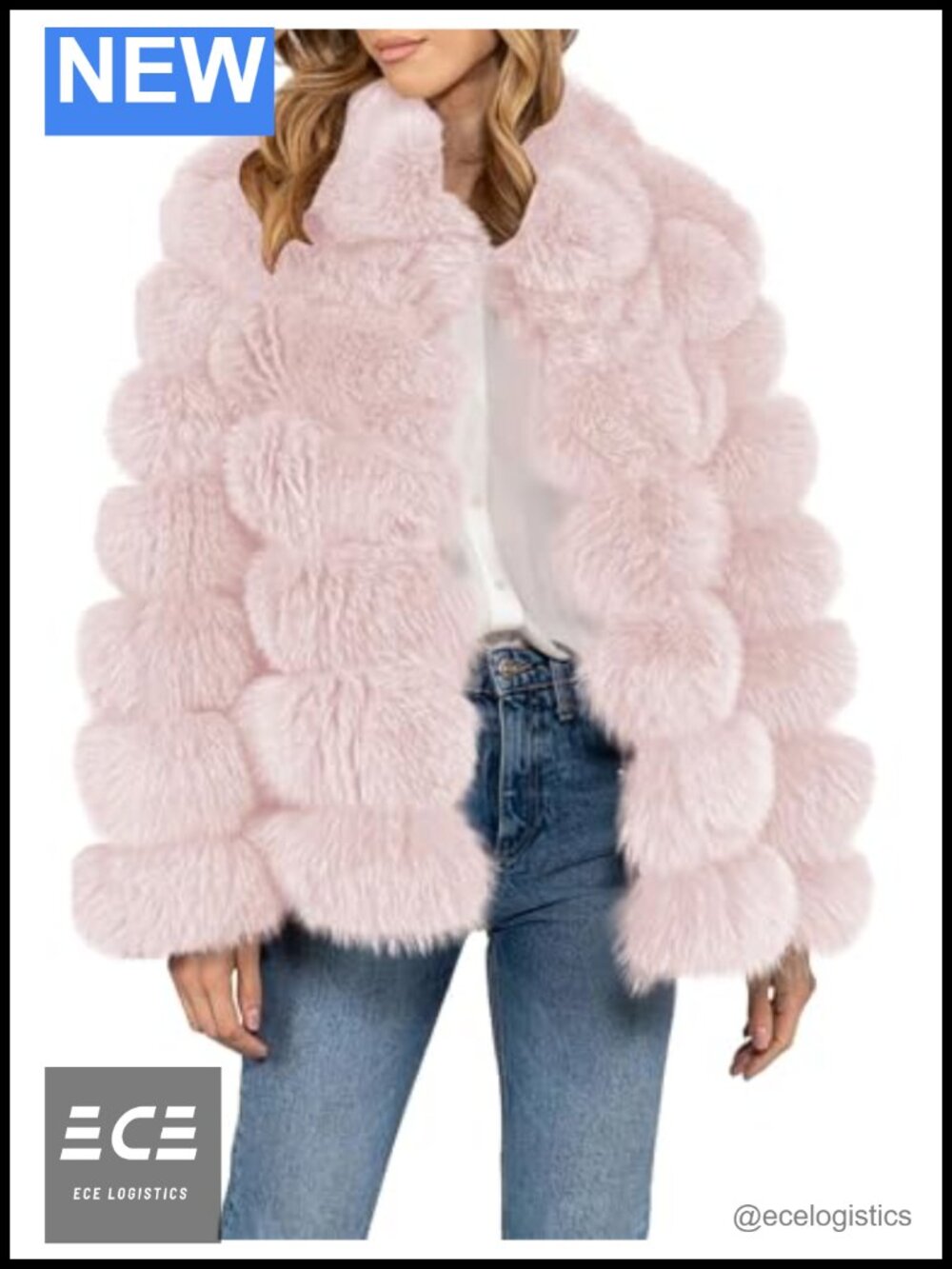 Faux Fur Zip Up Coat Loose Fit with Pockets Fall Winter Warm